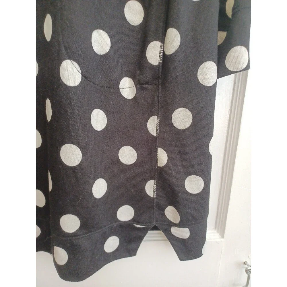 Kate Spade black white polkadot knit dress M pockets comfy trendy classic design